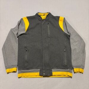 Lululemon Varsity Jacket Gray Yellow Full Zip Outdoor Academia Preppy Size Large